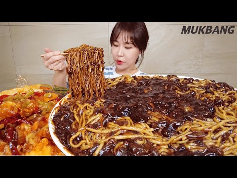 SUB) 오랜만에 오리지널 짜장면 파김치ㅣFt. 깐풍새우 디저트는 짜장밥 먹방 Black bean sauce noodles Kimchi REAL SOUND ASMR MUKBANG