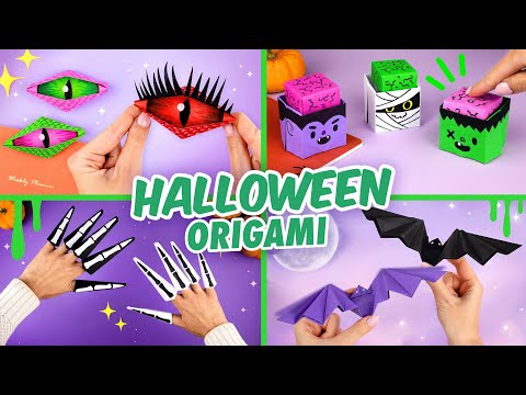 Оригами Идеи на Хэллоуин | Летучая мышь, глаз дракона и монстр | Origami & Paper Craft for Halloween