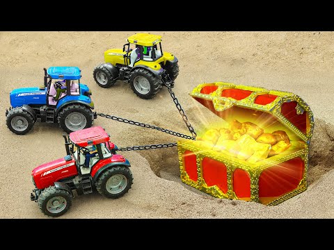 Construction Vehicles 🚛 Excavator, Bulldozer Search for Giant Treasure | Funny stories police car
