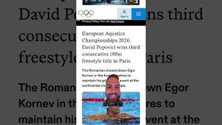 David Popovici gewinnt die 100m Freestyle Disziplin bei der Europameisterschaft in Paris #schwimmen