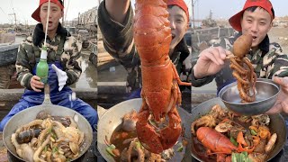 Fisherman Dagang ate lobster, octopu, conch, scallop, prawn, manti shrimp, squid#yummy #seafoodboil