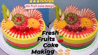 1kg fresh fruits cake decoration for birthday special cake design #home made cake design #cake