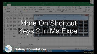 More on Shortcut Keys 2  in MS Excel