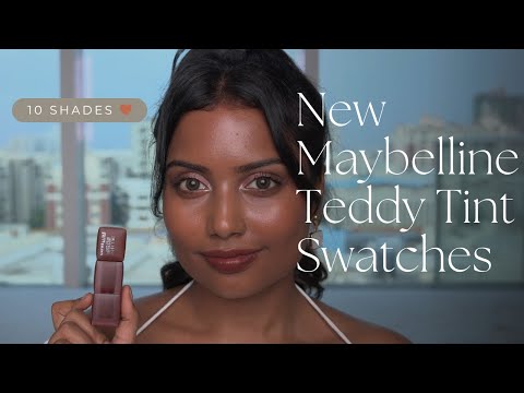 NEW Maybelline Teddy Tint swatches on brown skin | Brown skin friendly | Lip tints for brown skin