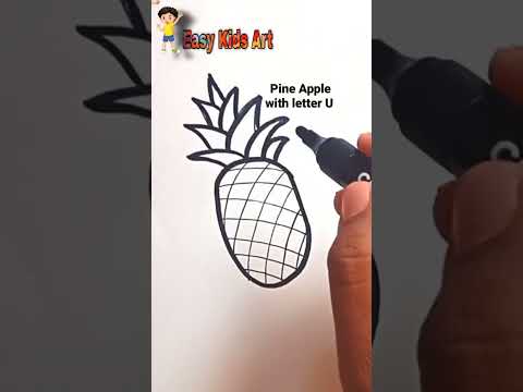 How to draw a Pine Apple ? with letter U #trendingshorts #viralshorts #tricks #easydrawing #shorts