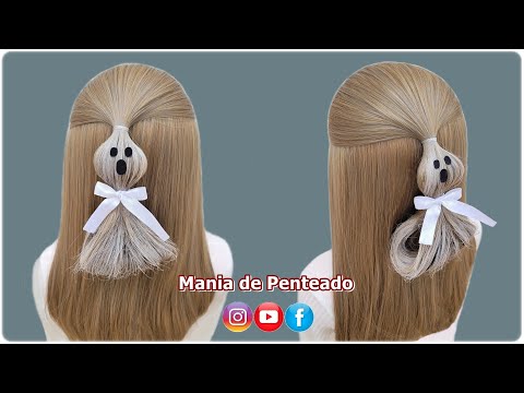 Penteado Fantasminha Fácil para Halloween 👻| Easy Hairstyles for Halloween 👻| Hairstyles for Girls