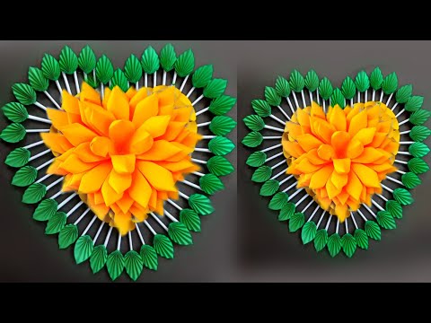 beautiful wall hanging flower making 💚💛❤️💜 with paper / valentine's day art and craft