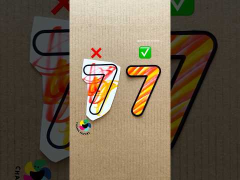 Perfect Cut ✂️ | Messy Number 7 Bold Strokes ❤️💛 #chanafavors  #shorts #papercraft  #diy #coloring