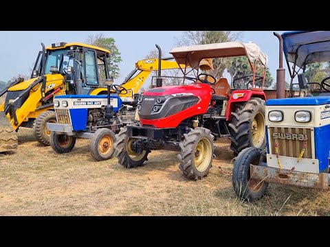 Jcb 3dx Eco Backhoe Loader Machine Loading Red Mud In Mahindra and Swaraj Tractor | Jcb and Tractor