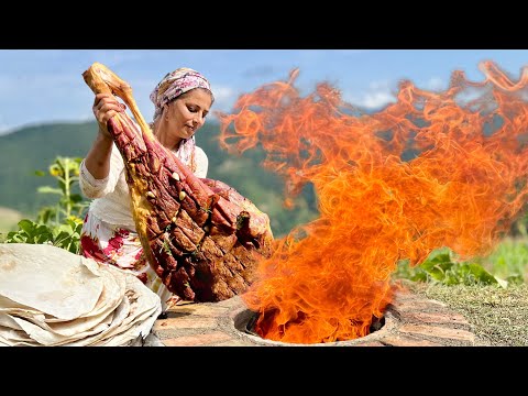 Roasting Whole Beef Thigh In Underground Tandoor: 5 Hours of Unusual Cooking!