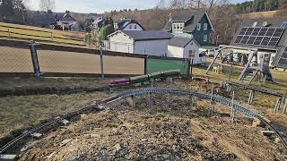 Gartenbahn Testfahrt DR 243 und DR Doppelstockwagen