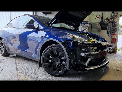 Tesla Model Y crash repair - costs for parts and how to remove front bumper (and what’s behind it!)