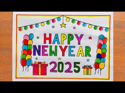 Happy New Year 2025 Drawing / Happy New Year Greeting Crad Making Ideas /Happy New Year Card Drawing