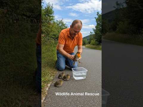 A Kind Man rescued a helpless Robin with chicks on the road