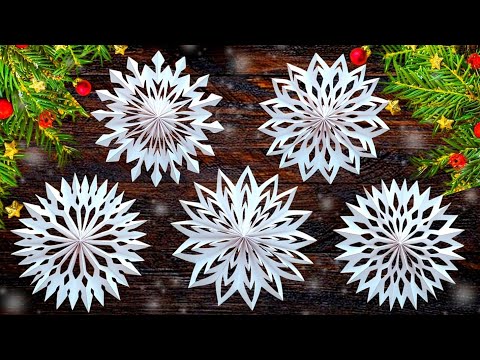 【簡単】おりがみ２枚✨雪の結晶の作り方❄️クリスマス飾り🎄【アイデア５選】How to make  Paper Snowflakes. Christmas ornament.Origami