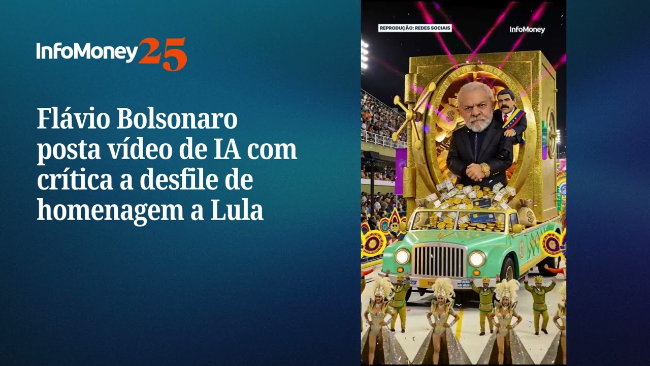Flávio Bolsonaro posta vídeo de IA com desfile imaginário criticando Lula