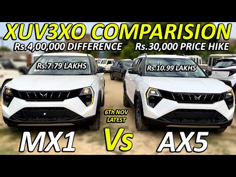 2024 XUV3XO MX1 VS AX5 DETAILED COMPARISION | Rs.4 LAKH KA FARAK| Rs30,000 PRICE HIKE | 2024 XUV3XO