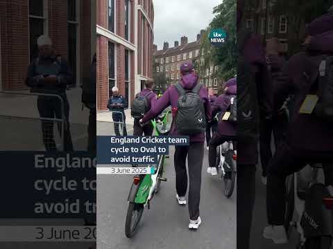 Heavy traffic in London delayed the West Indies team but the England players got Lime bikes #itvnews