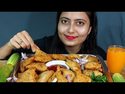 HomeMade Chicken+Veg Singara DeshiStyle Make+Salad+Onion+Drink EatingBangali MukbangGirl*Eatingsound