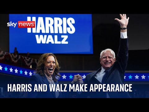 Kamala Harris and vice president candidate pick Tim Walz make first appearance together