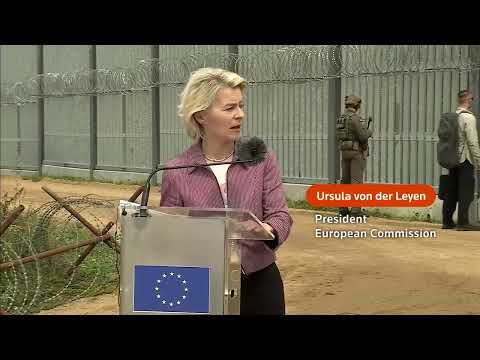 YouTube video thumbnail: EU Chief Tours Poland Border With Belarus