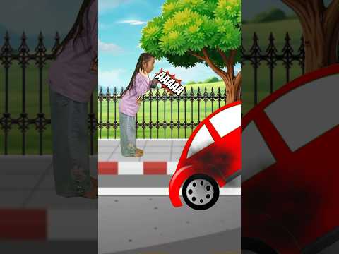 Inggit Hampir Tertabrak Mobil Oleng! 🚗😱 #viralshort #kartuntempel #animasiedukasi