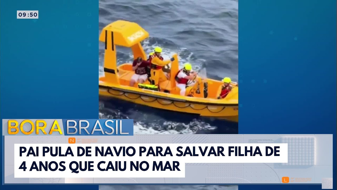 Pai pula de navio para salvar filha de 4 anos que caiu no mar