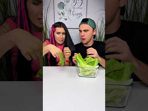 Boy eats greens, girl mad because it was a hair clip 😳🍃