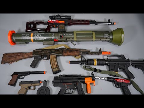 AK47 and AT4 Rocket Launcher Airsoft ToyGun Nerf Gun SVD MP5 M4 Glock- Realistic Toy Guns Collection