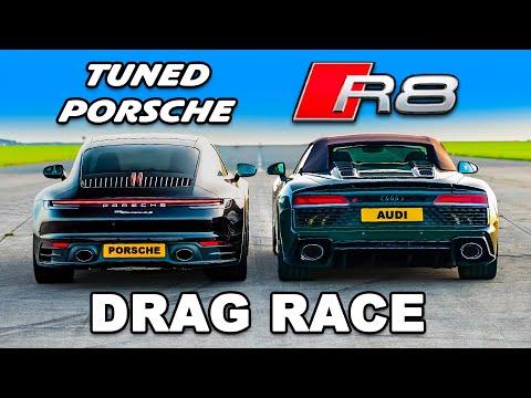 Audi R8 vs. Tuned Porsche 911: Drag Race Showdown and Supremacy