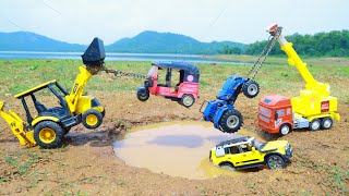 Defender Car Tractor Auto Rickshaw Cement Mixer Truck @ccident Pulling Out JCB Crane Tractor ? CSToy