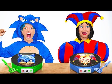 🍔🎮Cooking Food Challenge! Sonic vs Poppy with Cool TikTok Gadgets for Smart Parents 123 GO! HACKS