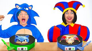 🍔🎮Cooking Food Challenge! Sonic vs Poppy with Cool TikTok Gadgets for Smart Parents 123 GO! HACKS