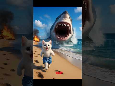 Shark Attacked the kitten #catstory #meows #catvideos #cat #shorts #shortsfeed #short