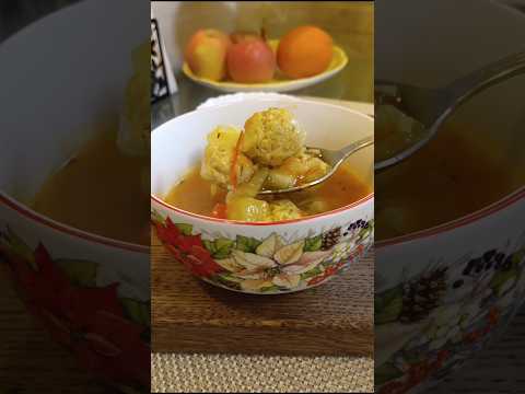 Суп с фрикадельками из индейки с томатным вкусом и вермишелью. #shorts #супы #рецепт