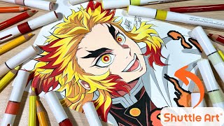 Drawing Rengoku Kyojuro🔥/ Trying Out Shuttle Art Acrylic Markers 60set Review