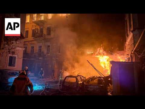 Aftermath of Russian overnight strikes in Zaporizhzhia and Odesa