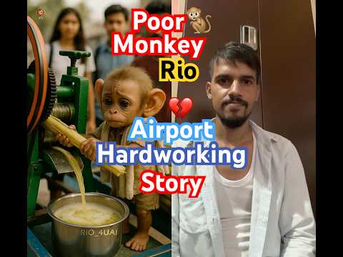 Poor Baby Monkey 🐒 Rio Airport Emotional 😭 Hardworking Story ❤️ #shorts #monkey #emotional