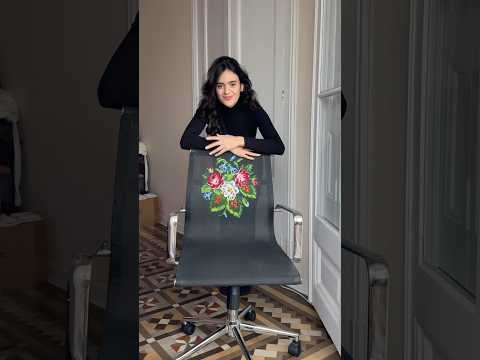 3 months of work to convert an office chair into a little art piece 🌸🩷