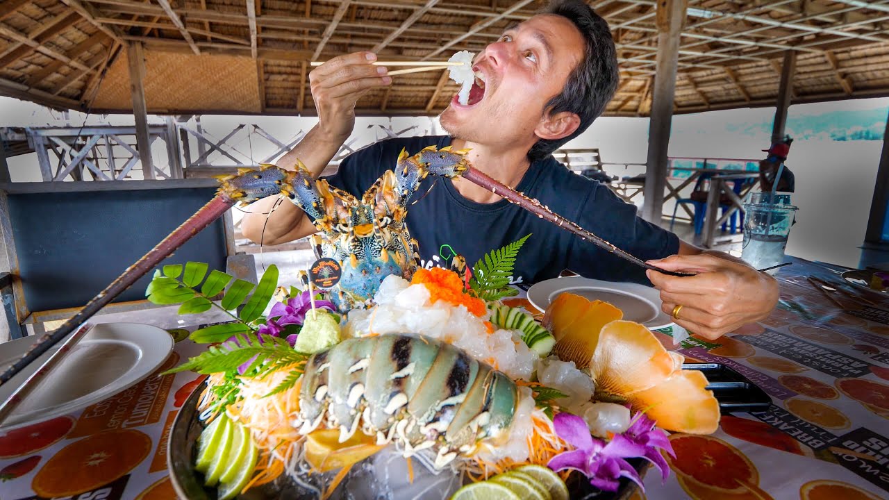 Huge 7 COLOR LOBSTER! Sashimi + Deep Fried w/ Garlic Ultimate Food Aquarium!