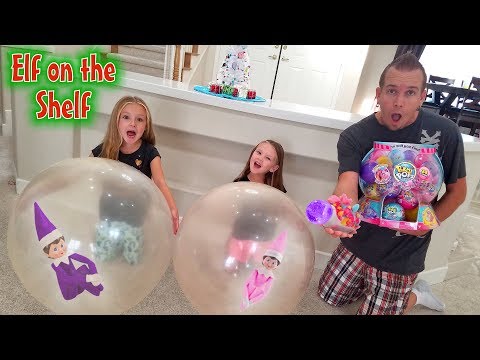 Elf on the Shelf! Elves Caught in Giant Balloons! Pikmi Pops Bubble Drops Challenge! Day 3