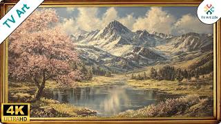 Cherry Blossom Mountain Scene | Frame TV Art | 4 Hours | 4K Screensaver