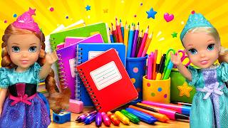Back to school supplies ! Elsa & Anna toddlers - shopping - Barbie dolls