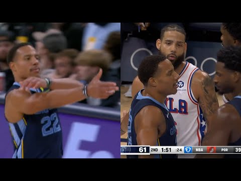 Desmond Bane points gun at Caleb Martin for his celly then Martin has words for Bane