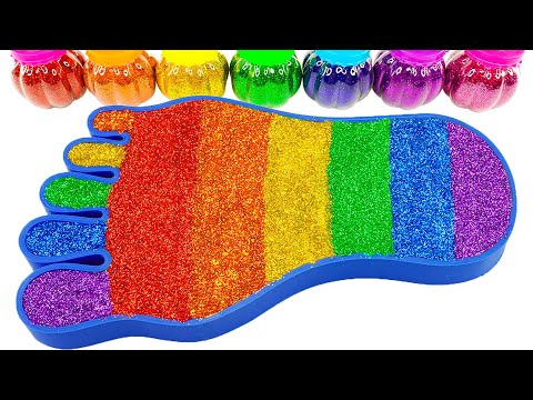 Satisfying Video | How To Make Rainbow Foot With Mixing Glitter Slime Cutting ASMR | Yo Yo Candy