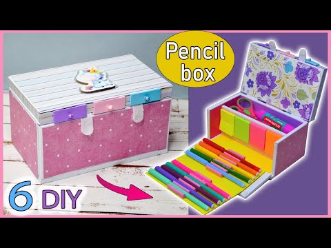 6 awesome cardboard crafts | How to make pencil box for storing supplies