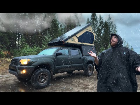 Truck Camping in Rainstorm | Toyota Tacoma Camper