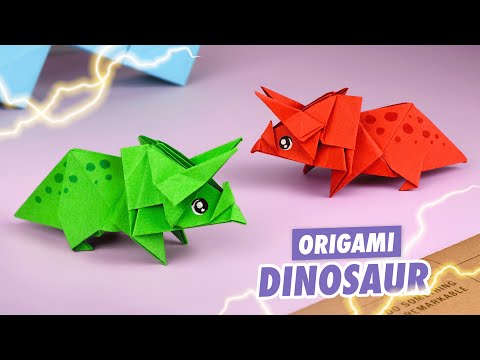 Оригами Динозавр из бумаги | Трицератопс из бумаги | Origami Paper Dinosaur