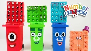 Numberblocks Divide 20 into Many Lots with 3 Magic Recycle Bins for Math for Toddlers and Kids