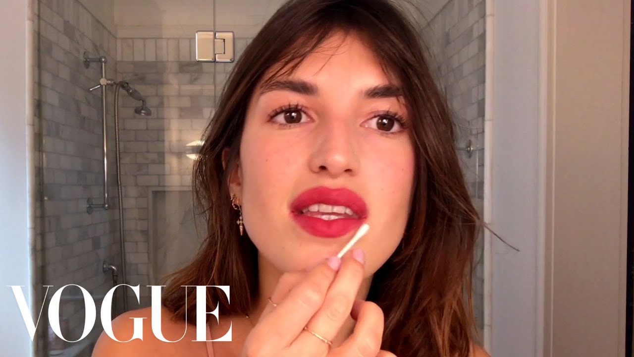 Jeanne Damas Does French-Girl Red Lipstick-And a 5-Second Easy Bang Trim - Beauty Secrets